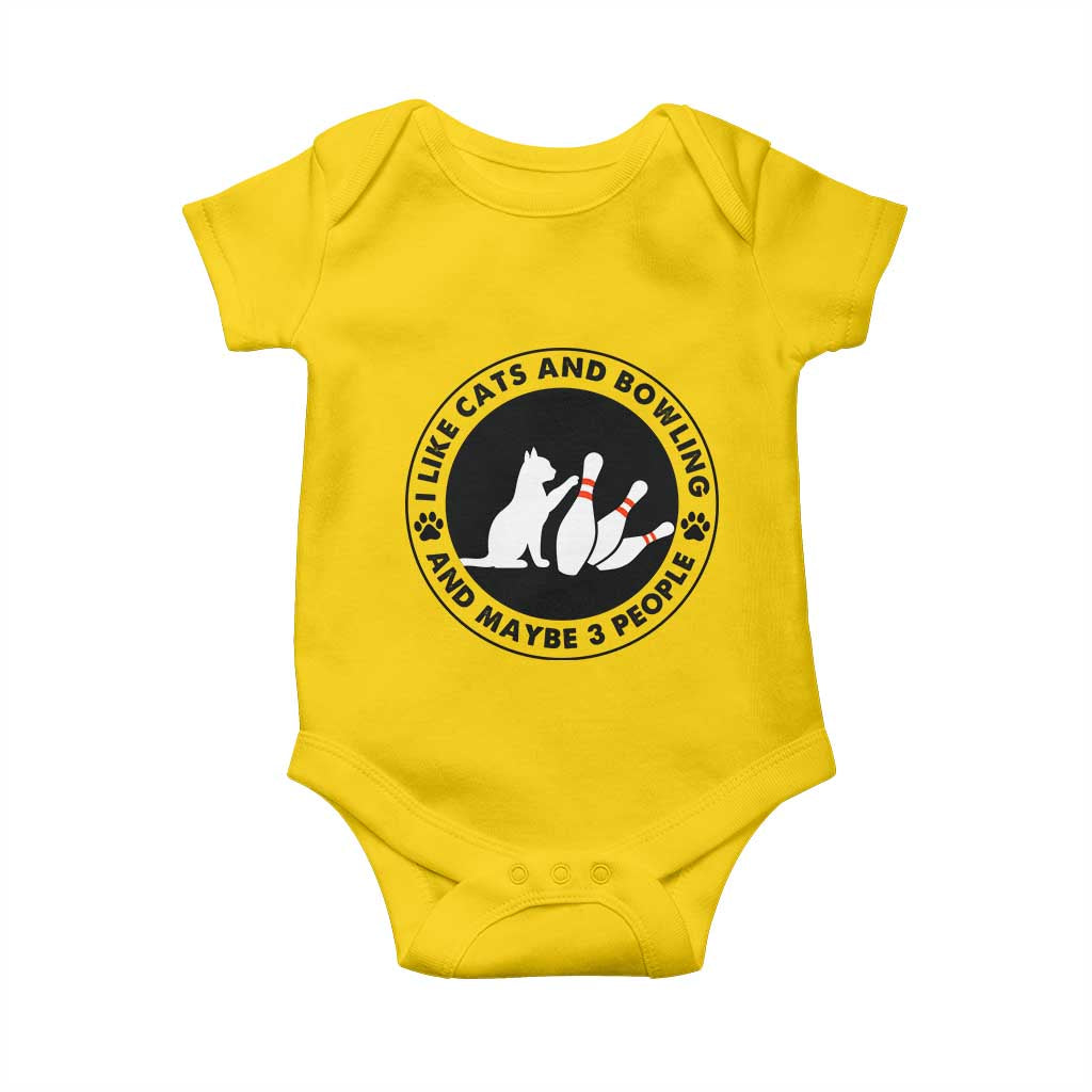 I Like Cats And Bowling And Maybe 3 People Baby Onesie Funny Cat Lovers - Wonder Print Shop