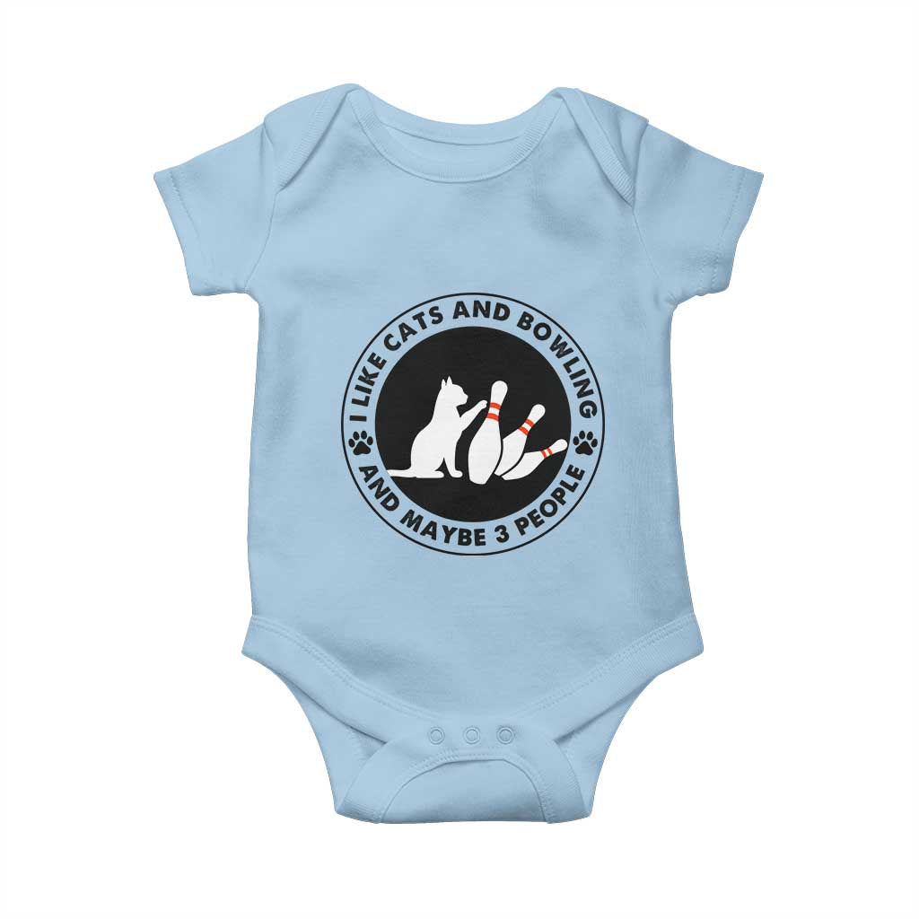 I Like Cats And Bowling And Maybe 3 People Baby Onesie Funny Cat Lovers - Wonder Print Shop