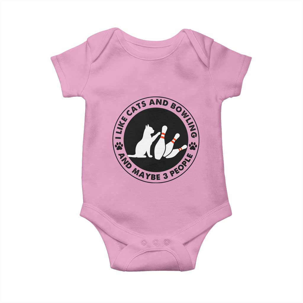 I Like Cats And Bowling And Maybe 3 People Baby Onesie Funny Cat Lovers - Wonder Print Shop
