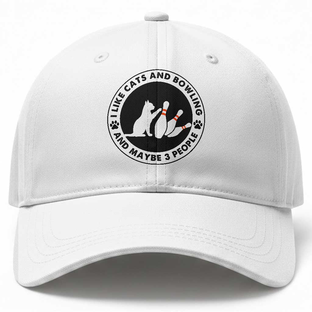 I Like Cats And Bowling And Maybe 3 People Baseball Cap Funny Cat Lovers