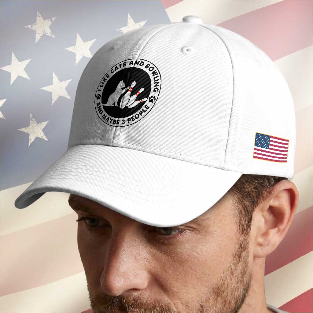 I Like Cats And Bowling And Maybe 3 People Baseball Cap Funny Cat Lovers