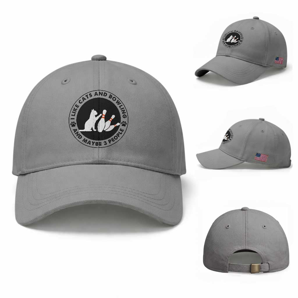 I Like Cats And Bowling And Maybe 3 People Baseball Cap Funny Cat Lovers