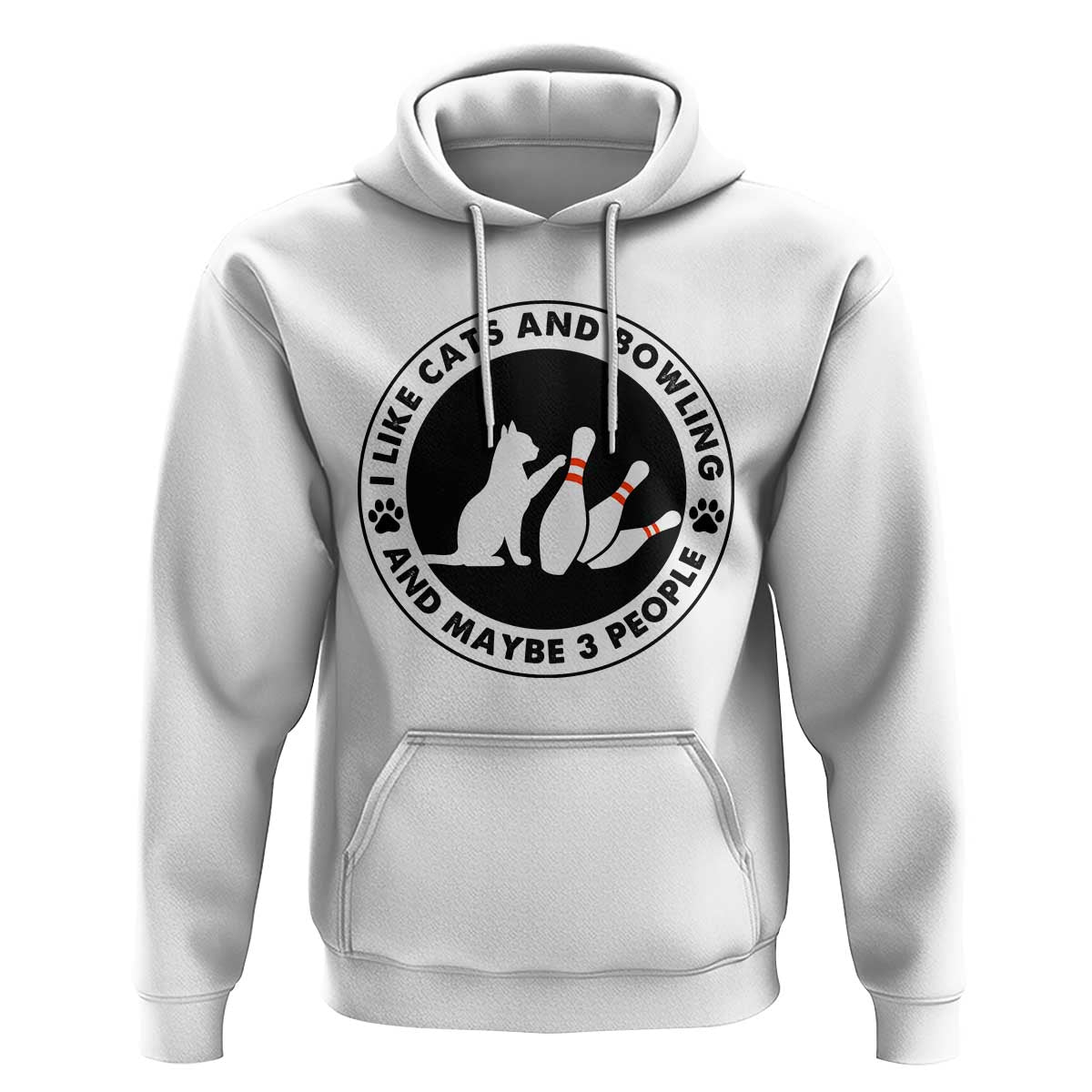I Like Cats And Bowling And Maybe 3 People Hoodie Funny Cat Lovers - Wonder Print Shop
