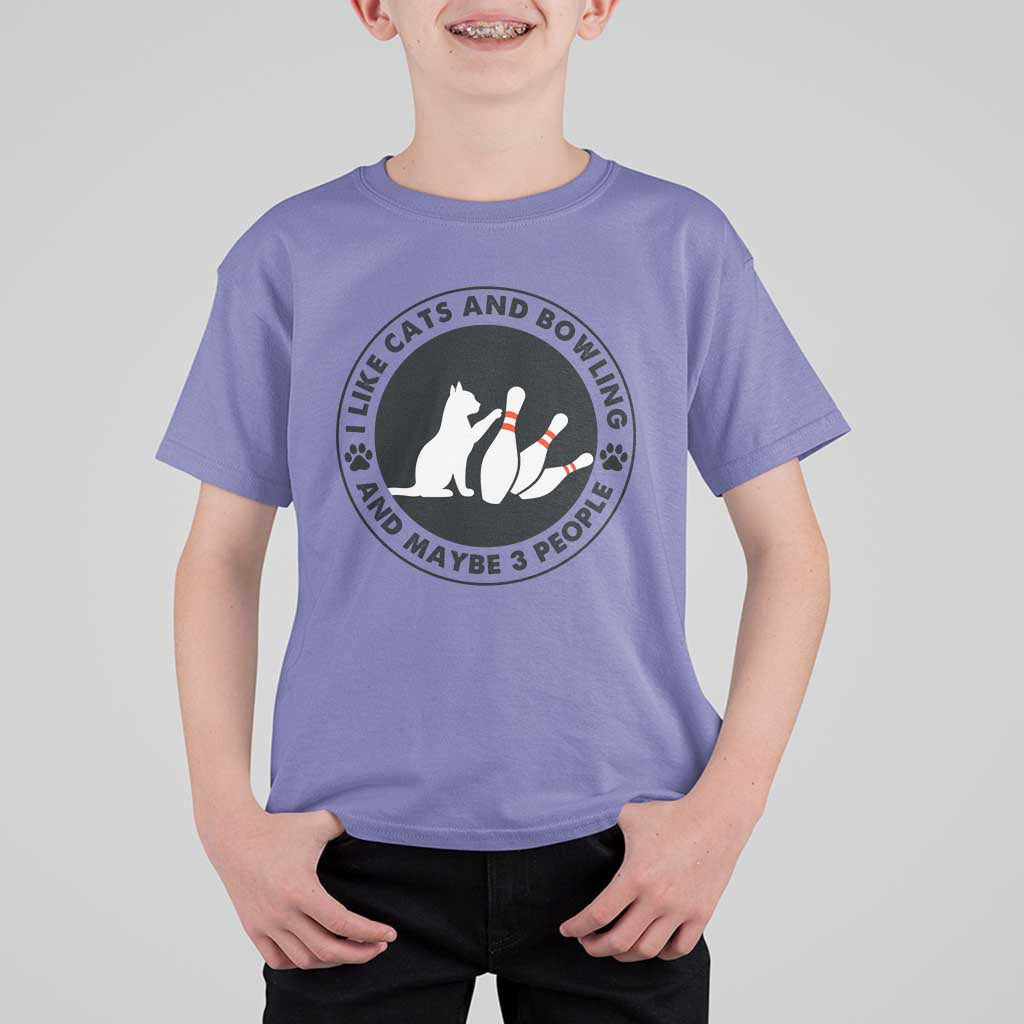 I Like Cats And Bowling And Maybe 3 People T Shirt For Kid Funny Cat Lovers - Wonder Print Shop
