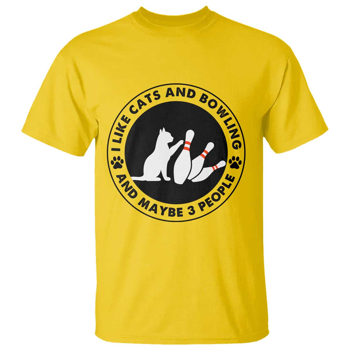 I Like Cats And Bowling And Maybe 3 People T Shirt Funny Cat Lovers - Wonder Print Shop