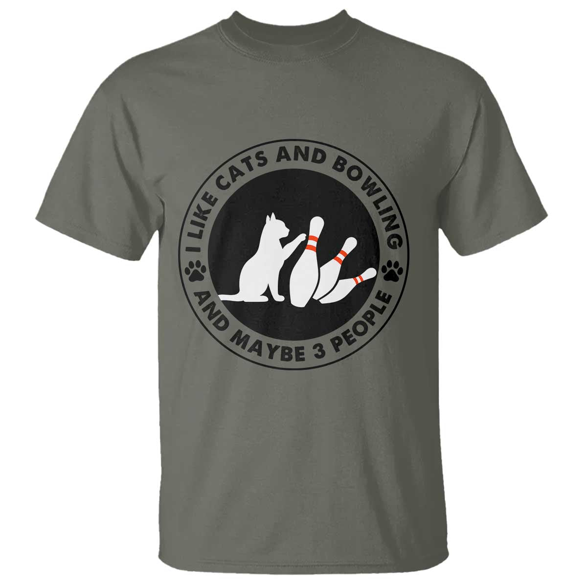 I Like Cats And Bowling And Maybe 3 People T Shirt Funny Cat Lovers - Wonder Print Shop