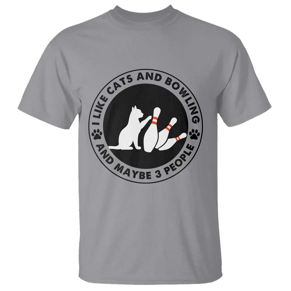 I Like Cats And Bowling And Maybe 3 People T Shirt Funny Cat Lovers - Wonder Print Shop