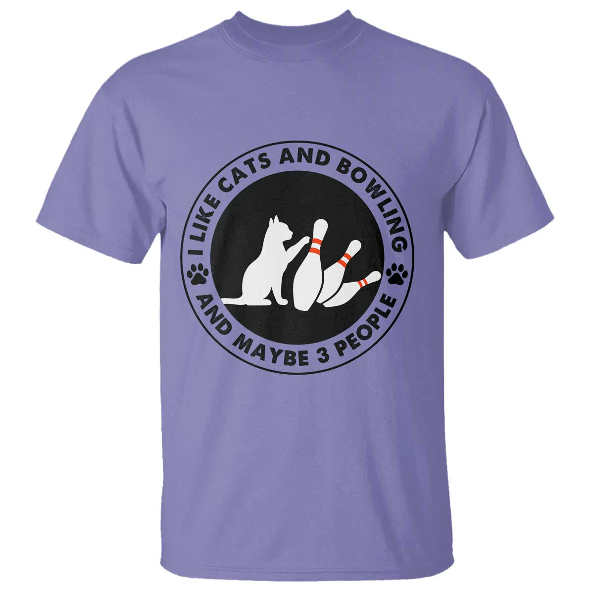 I Like Cats And Bowling And Maybe 3 People T Shirt Funny Cat Lovers - Wonder Print Shop