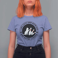I Like Cats And Bowling And Maybe 3 People T Shirt For Women Funny Cat Lovers - Wonder Print Shop