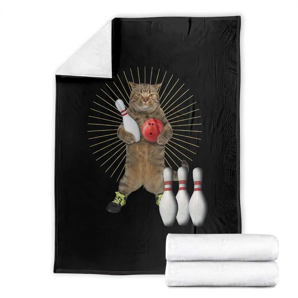 Funny Cat Bowling Meme Throw Blanket Gift For Bowlers - Wonder Print Shop