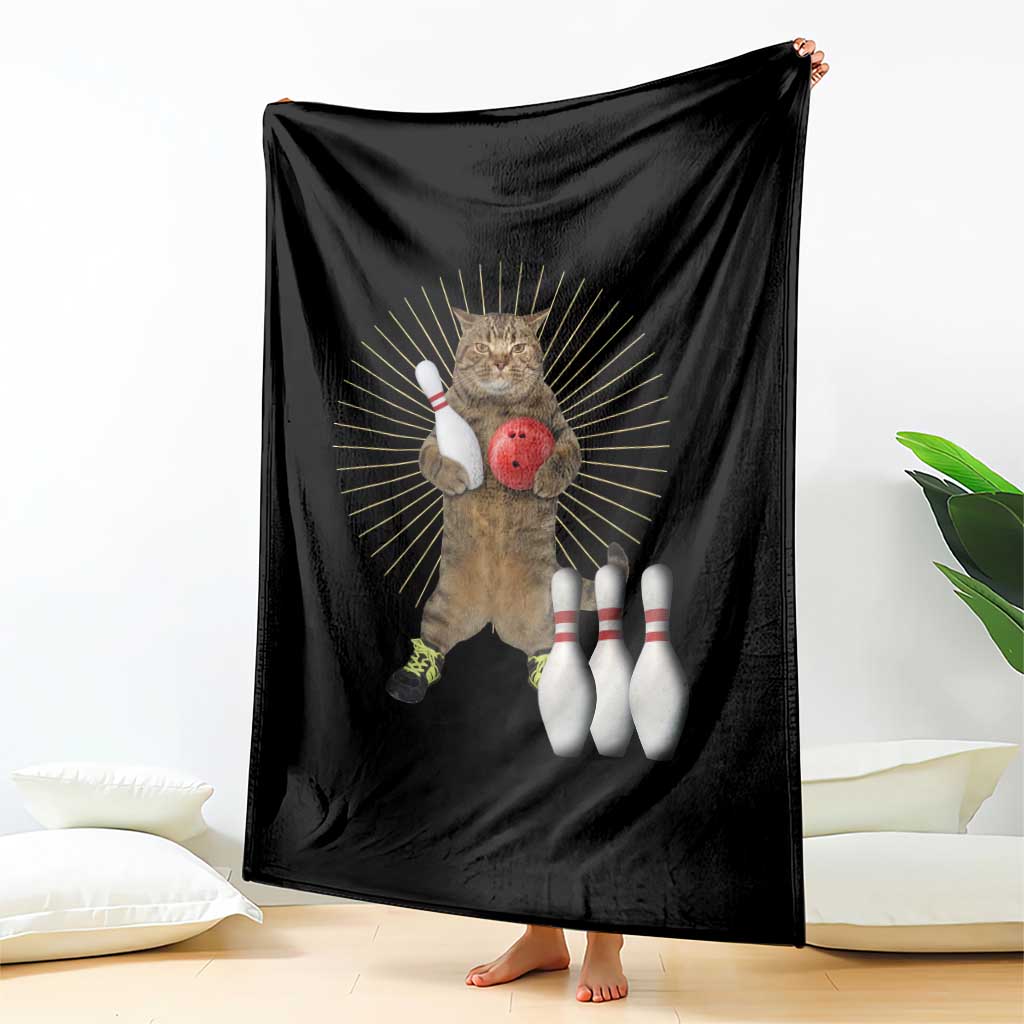 Funny Cat Bowling Meme Throw Blanket Gift For Bowlers - Wonder Print Shop