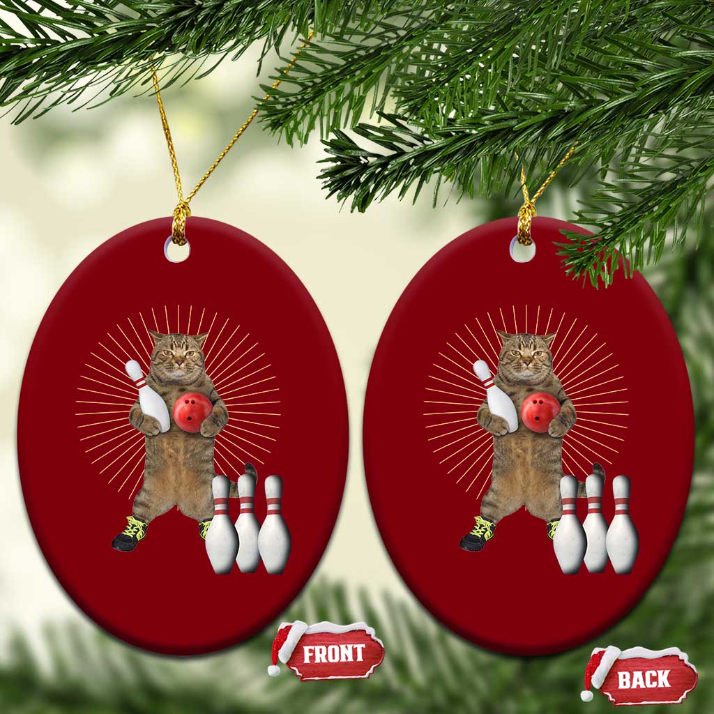 Funny Cat Bowling Meme Ceramic Ornament Gift For Bowlers - Wonder Print Shop