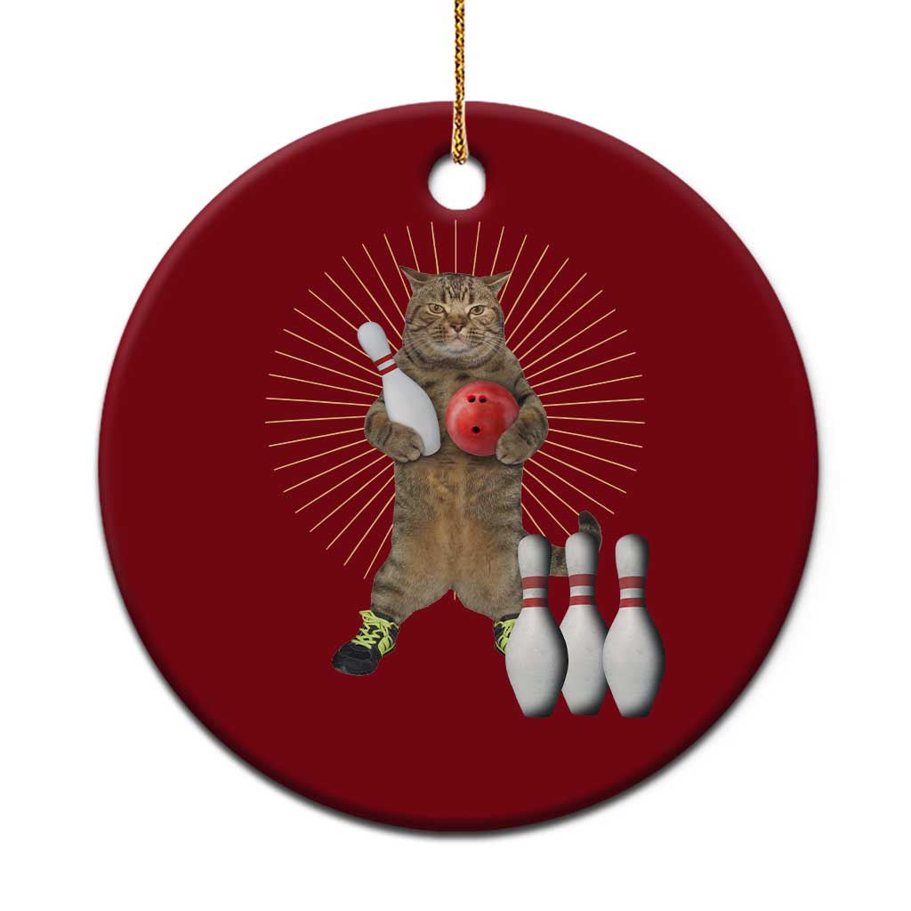 Funny Cat Bowling Meme Ceramic Ornament Gift For Bowlers - Wonder Print Shop