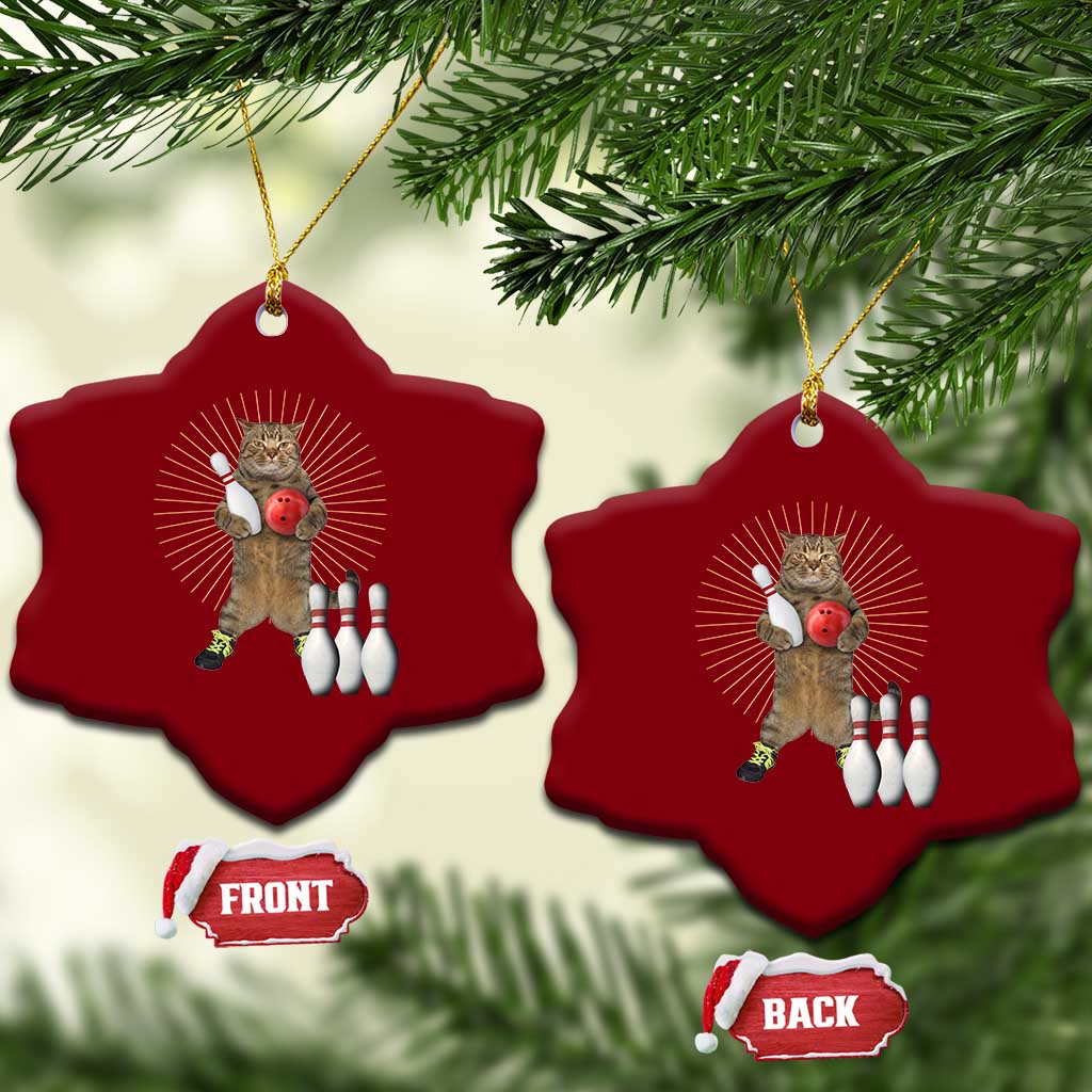 Funny Cat Bowling Meme Ceramic Ornament Gift For Bowlers - Wonder Print Shop