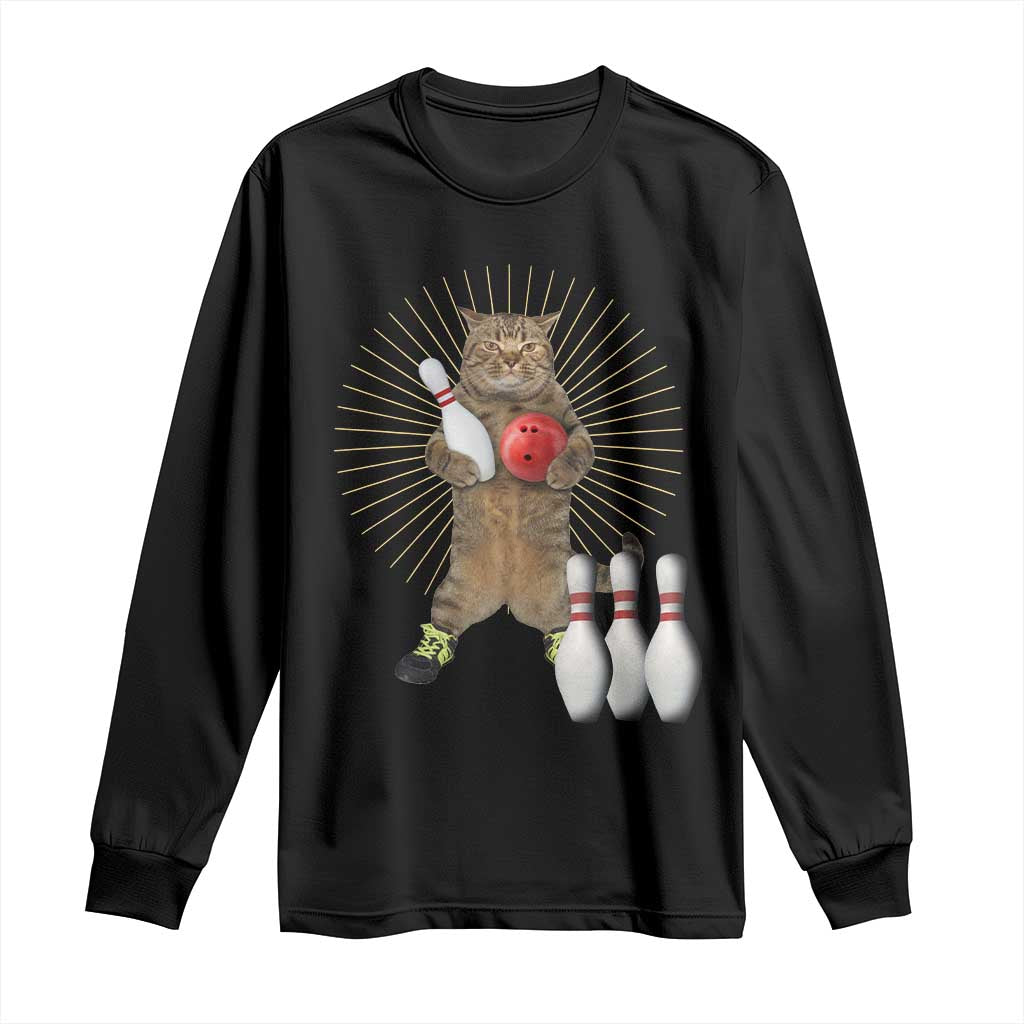 Funny Cat Bowling Meme Long Sleeve Shirt Gift For Bowlers - Wonder Print Shop
