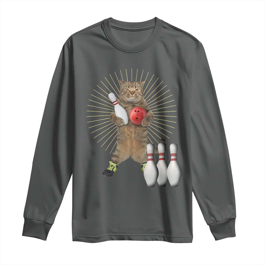 Funny Cat Bowling Meme Long Sleeve Shirt Gift For Bowlers - Wonder Print Shop