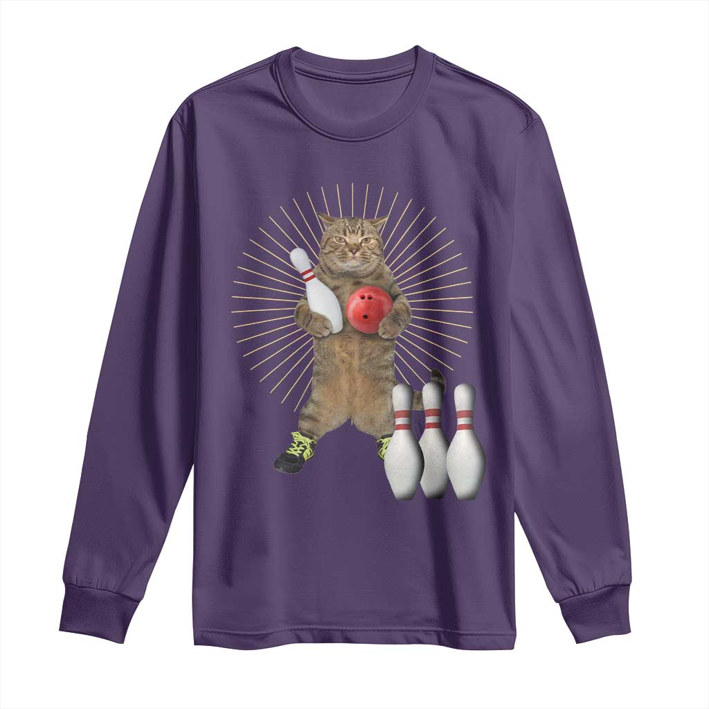 Funny Cat Bowling Meme Long Sleeve Shirt Gift For Bowlers - Wonder Print Shop