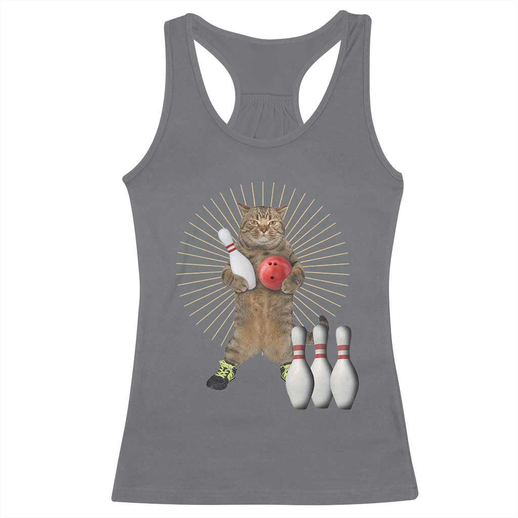 Funny Cat Bowling Meme Racerback Tank Top Gift For Bowlers - Wonder Print Shop