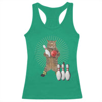 Funny Cat Bowling Meme Racerback Tank Top Gift For Bowlers - Wonder Print Shop