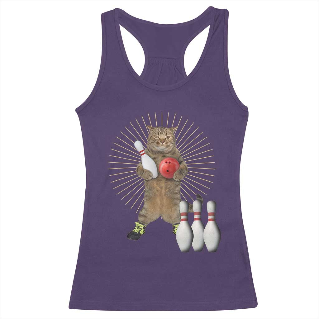 Funny Cat Bowling Meme Racerback Tank Top Gift For Bowlers - Wonder Print Shop