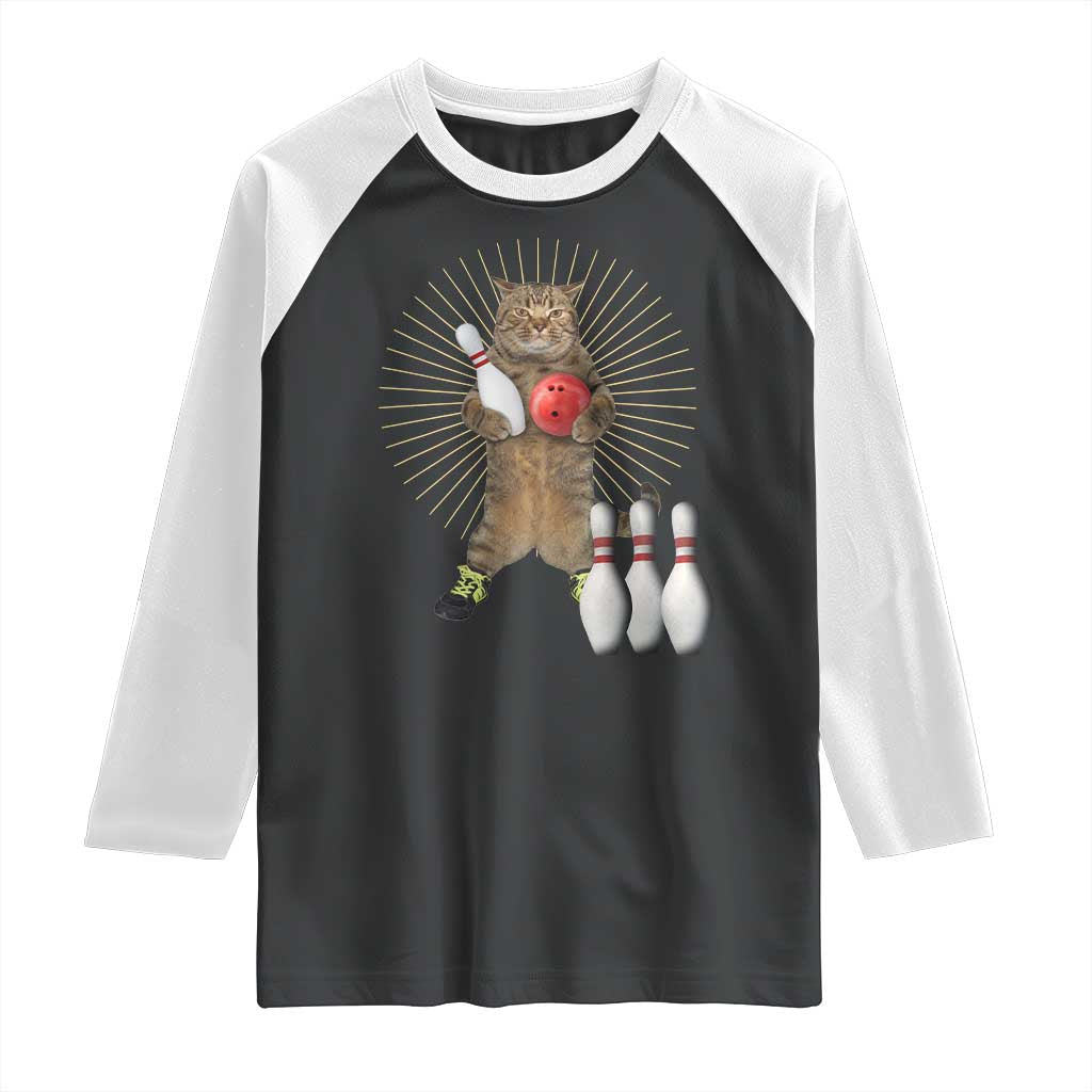 Funny Cat Bowling Meme Raglan Shirt Gift For Bowlers - Wonder Print Shop