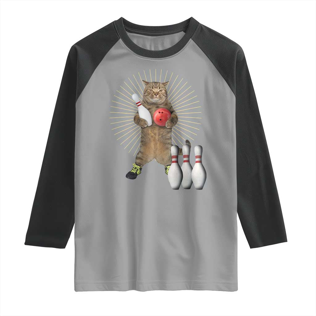 Funny Cat Bowling Meme Raglan Shirt Gift For Bowlers - Wonder Print Shop
