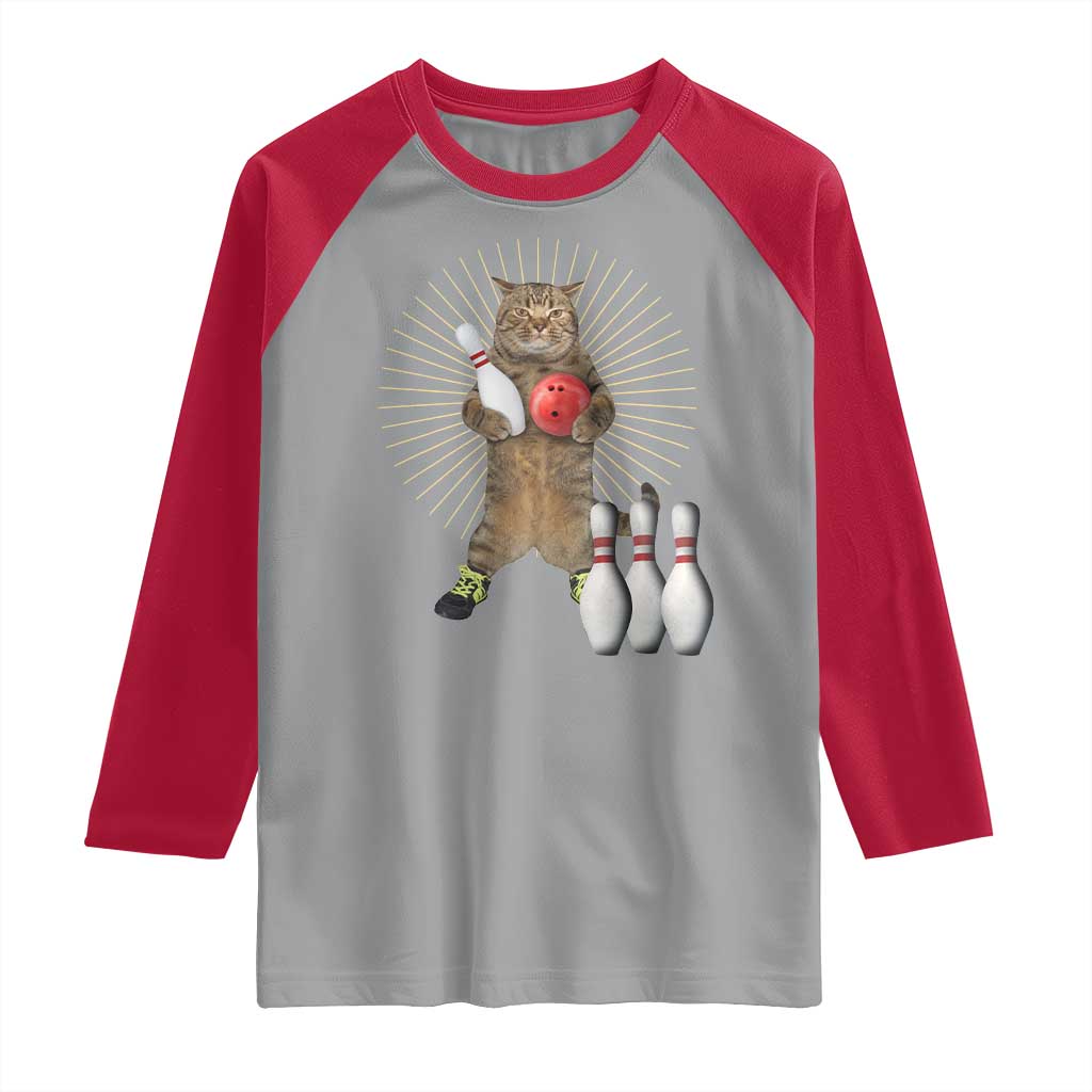 Funny Cat Bowling Meme Raglan Shirt Gift For Bowlers - Wonder Print Shop
