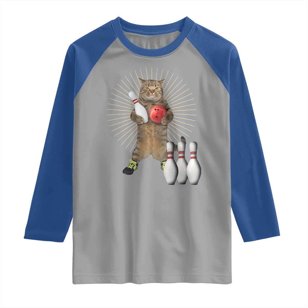 Funny Cat Bowling Meme Raglan Shirt Gift For Bowlers - Wonder Print Shop