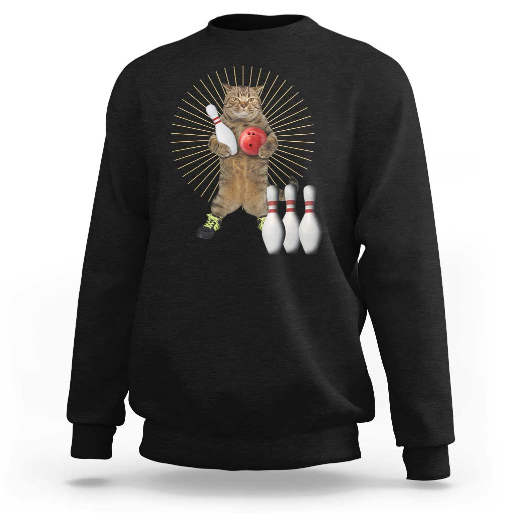Funny Cat Bowling Meme Sweatshirt Gift For Bowlers - Wonder Print Shop