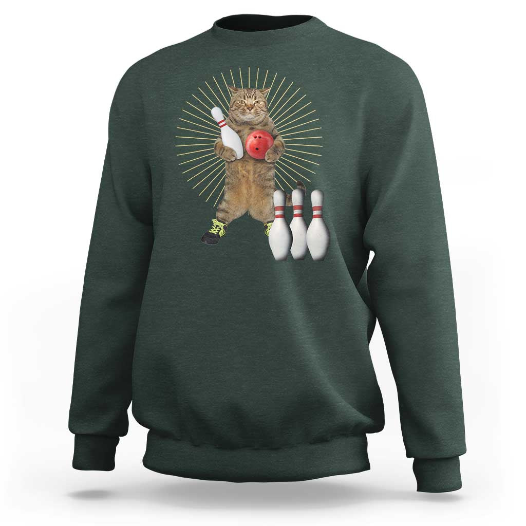 Funny Cat Bowling Meme Sweatshirt Gift For Bowlers - Wonder Print Shop