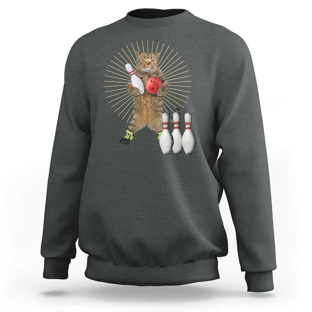 Funny Cat Bowling Meme Sweatshirt Gift For Bowlers - Wonder Print Shop