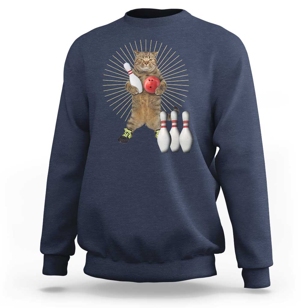 Funny Cat Bowling Meme Sweatshirt Gift For Bowlers - Wonder Print Shop