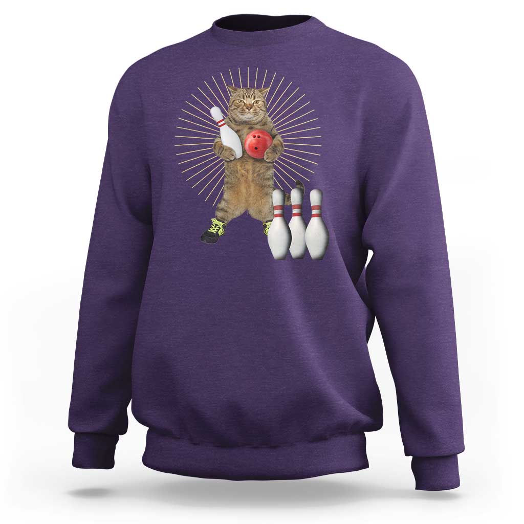 Funny Cat Bowling Meme Sweatshirt Gift For Bowlers - Wonder Print Shop