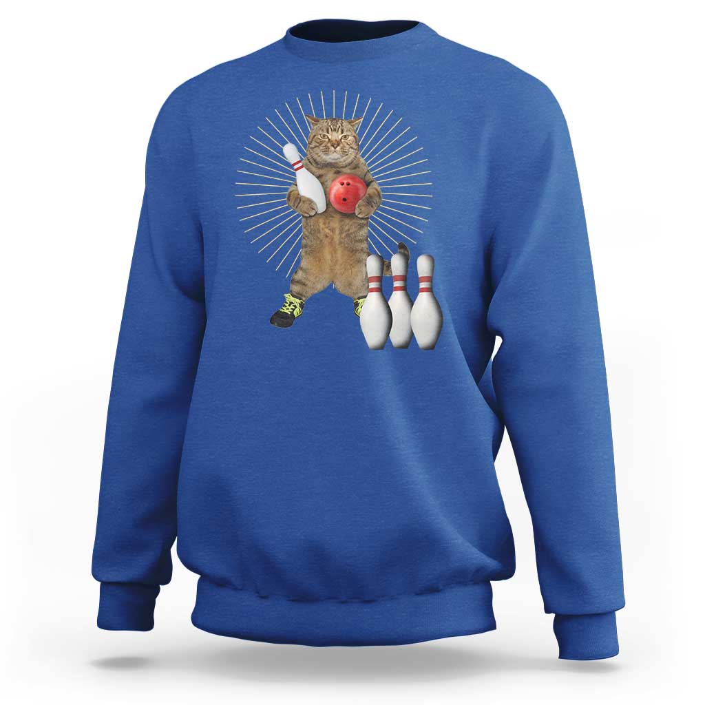 Funny Cat Bowling Meme Sweatshirt Gift For Bowlers - Wonder Print Shop
