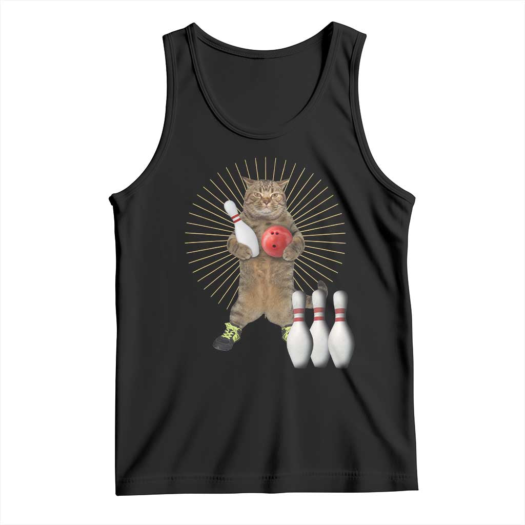 Funny Cat Bowling Meme Tank Top Gift For Bowlers - Wonder Print Shop