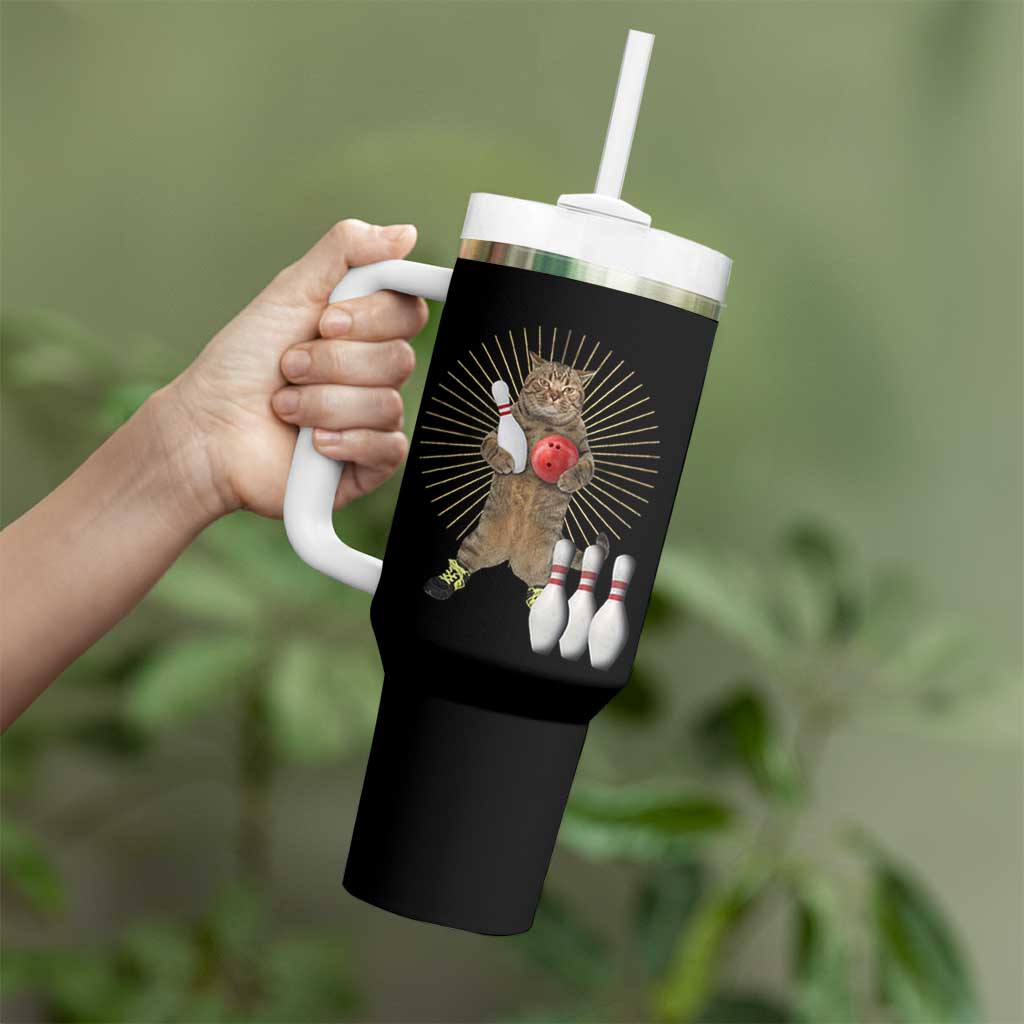 Funny Cat Bowling Meme Tumbler With Handle Gift For Bowlers - Wonder Print Shop