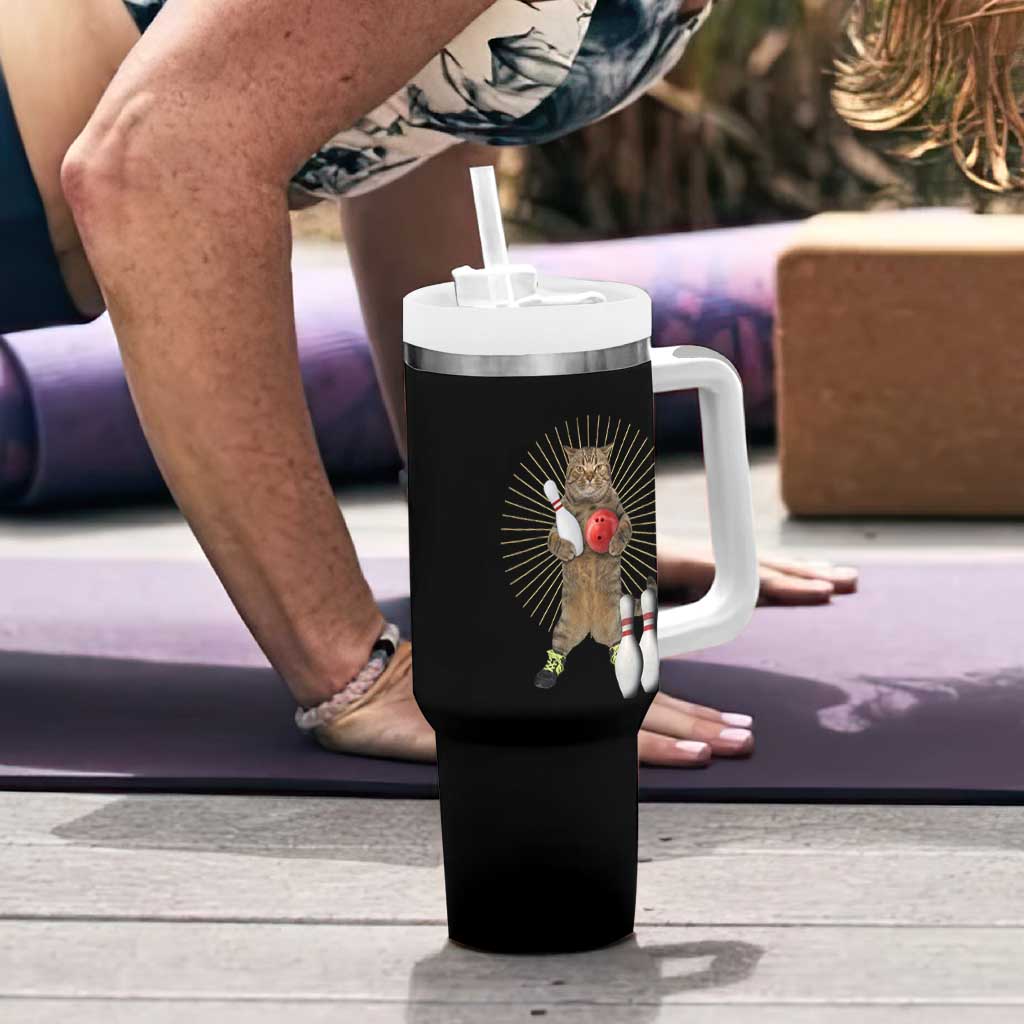 Funny Cat Bowling Meme Tumbler With Handle Gift For Bowlers - Wonder Print Shop