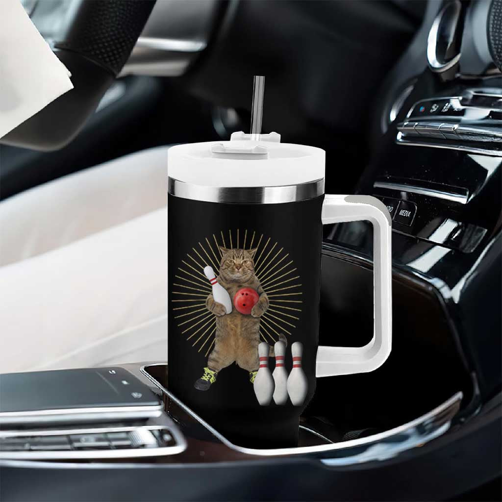 Funny Cat Bowling Meme Tumbler With Handle Gift For Bowlers - Wonder Print Shop