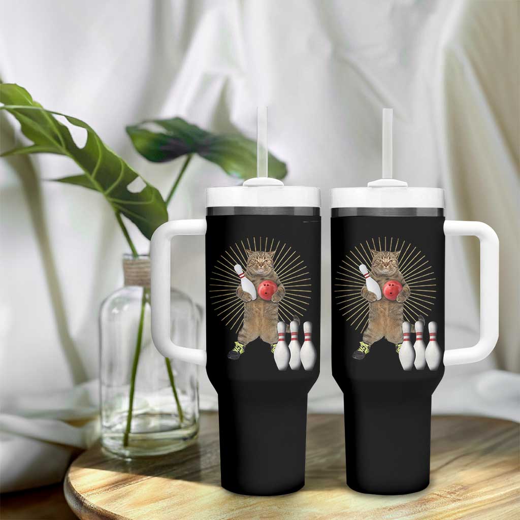 Funny Cat Bowling Meme Tumbler With Handle Gift For Bowlers - Wonder Print Shop