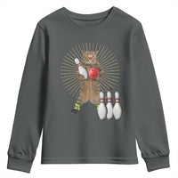 Funny Cat Bowling Meme Youth Sweatshirt Gift For Bowlers - Wonder Print Shop