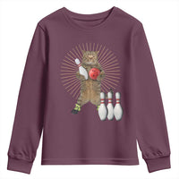 Funny Cat Bowling Meme Youth Sweatshirt Gift For Bowlers - Wonder Print Shop