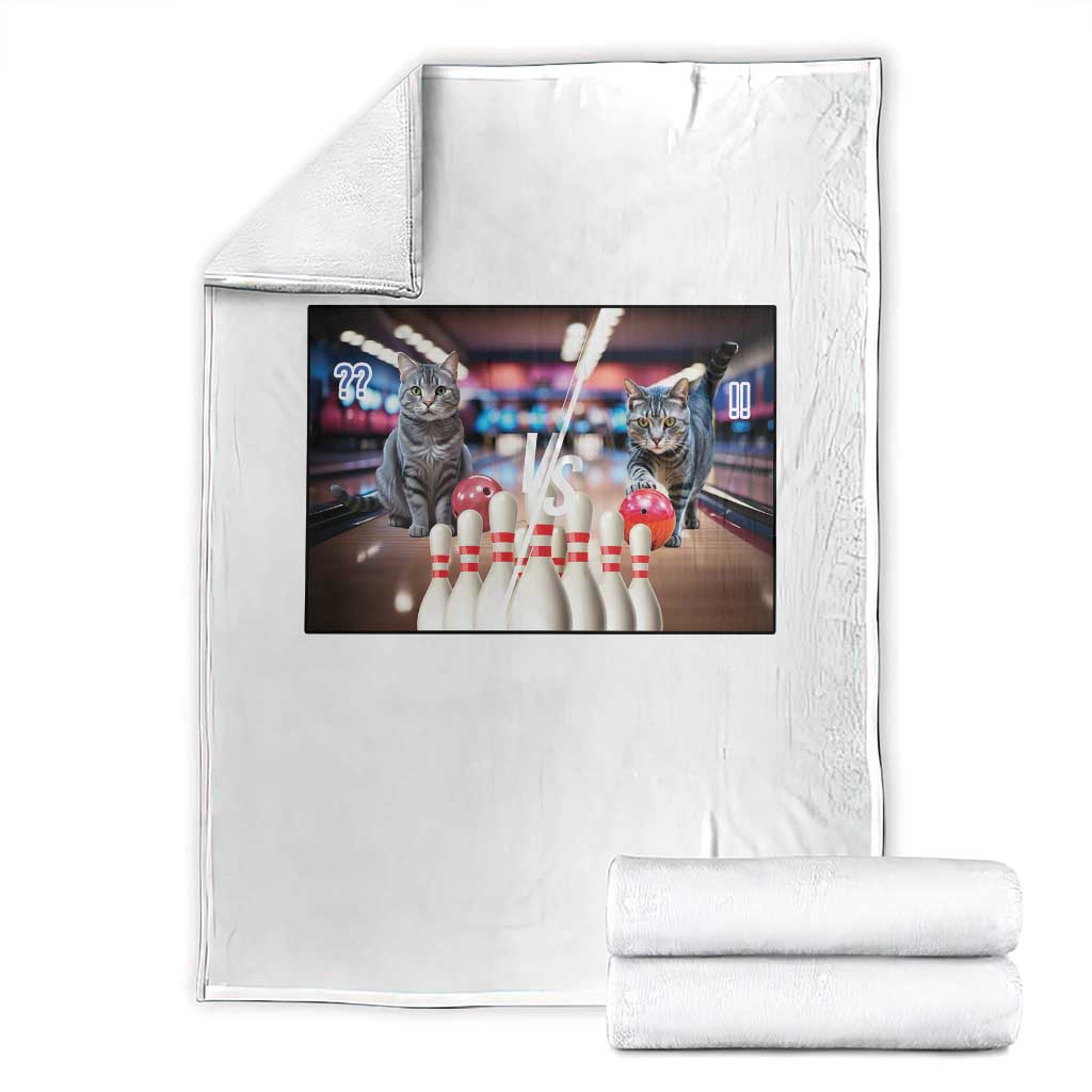 Funny Cats Bowling Battle Throw Blanket Gift For Cat Lovers - Wonder Print Shop