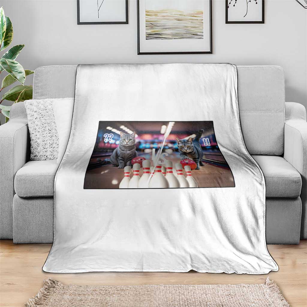Funny Cats Bowling Battle Throw Blanket Gift For Cat Lovers - Wonder Print Shop