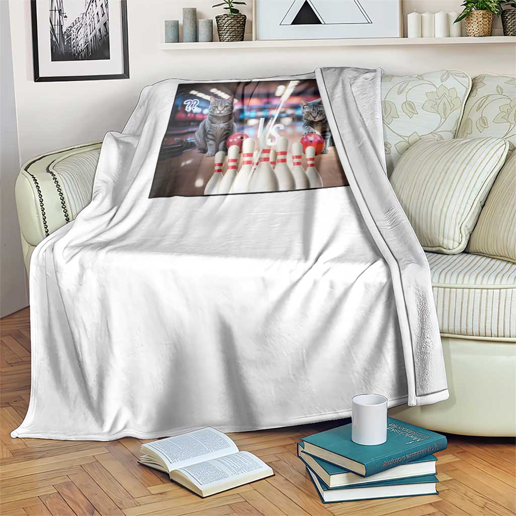 Funny Cats Bowling Battle Throw Blanket Gift For Cat Lovers - Wonder Print Shop