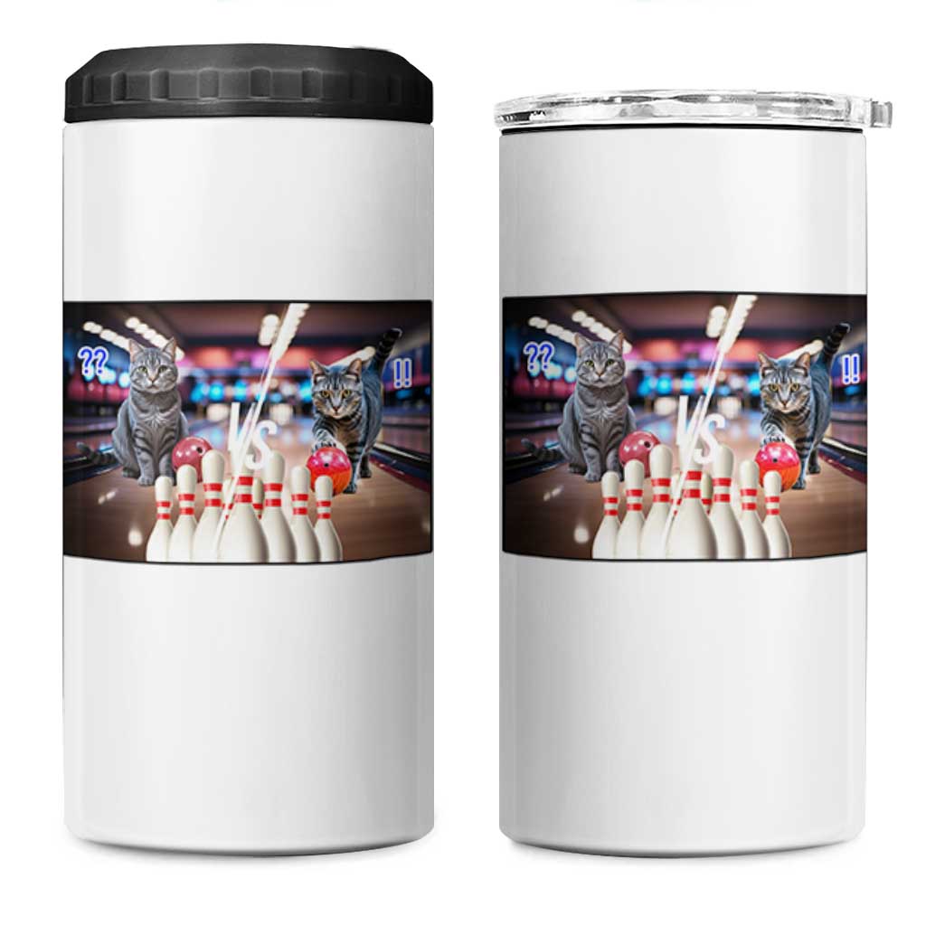 Funny Cats Bowling Battle 4 in 1 Can Cooler Tumbler Gift For Cat Lovers - Wonder Print Shop