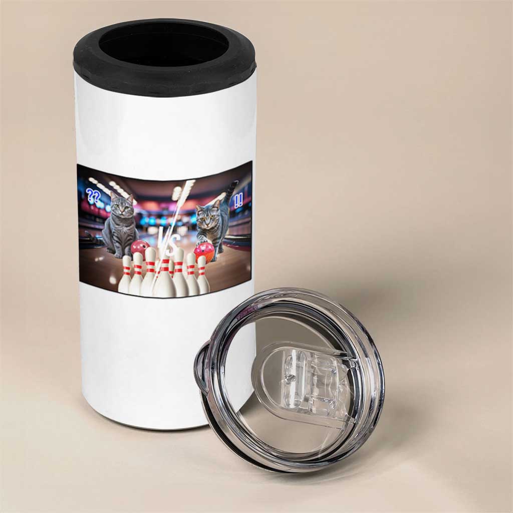 Funny Cats Bowling Battle 4 in 1 Can Cooler Tumbler Gift For Cat Lovers - Wonder Print Shop