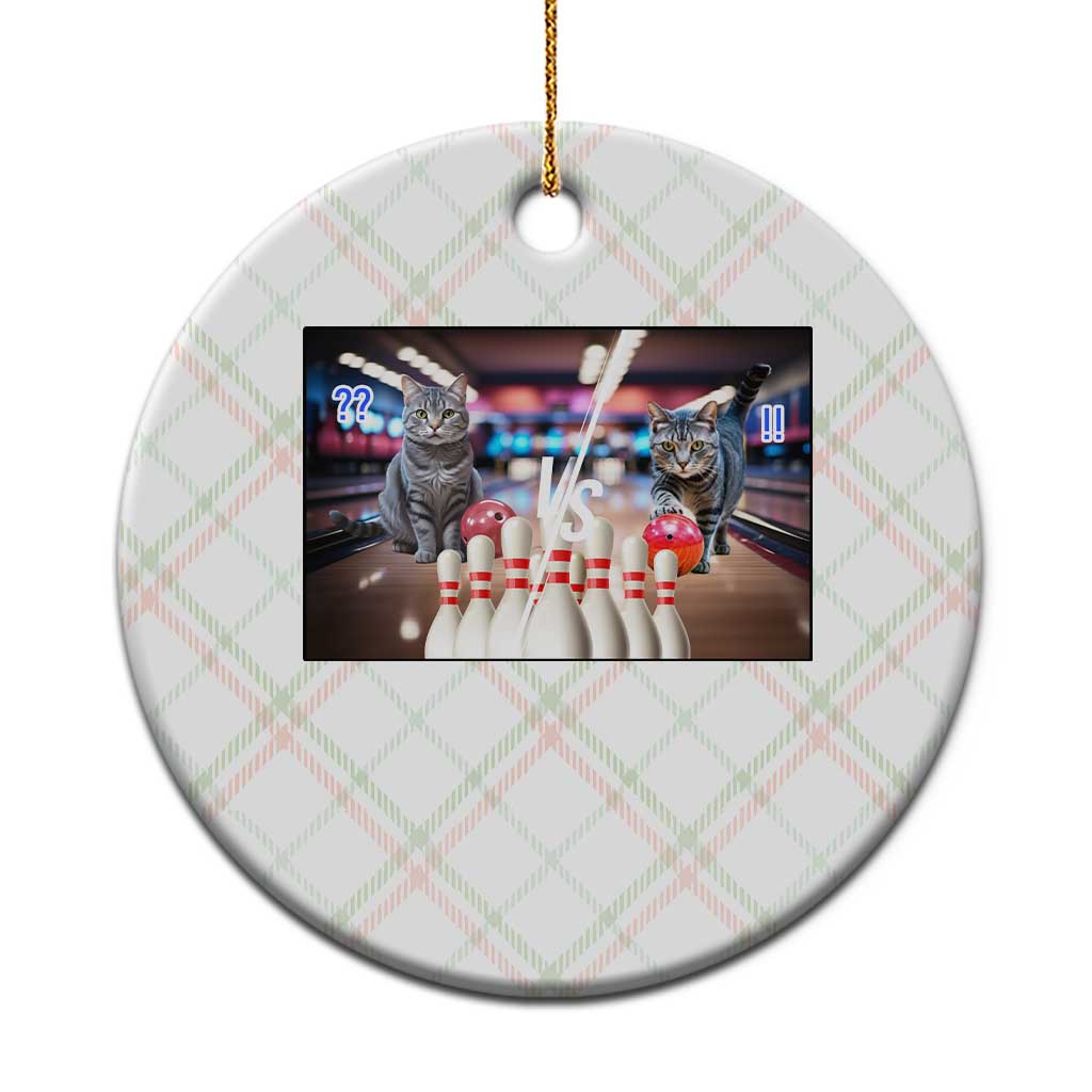Funny Cats Bowling Battle Ceramic Ornament Gift For Cat Lovers - Wonder Print Shop