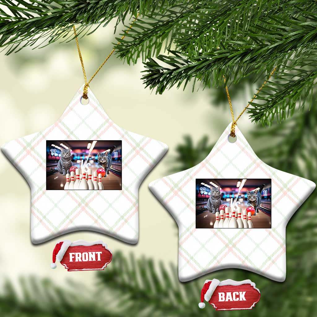 Funny Cats Bowling Battle Ceramic Ornament Gift For Cat Lovers - Wonder Print Shop