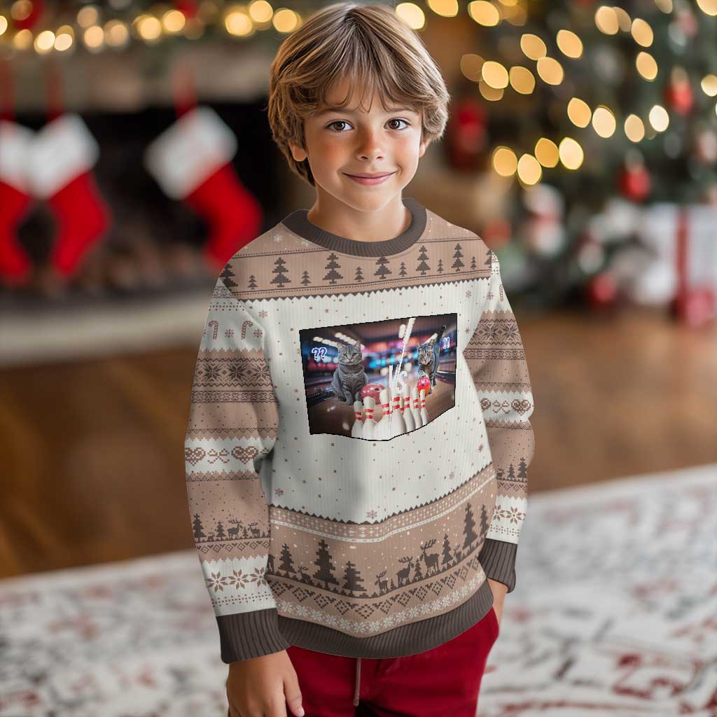 Funny Cats Bowling Battle Ugly Christmas Sweater Gift For Cat Lovers - Wonder Print Shop