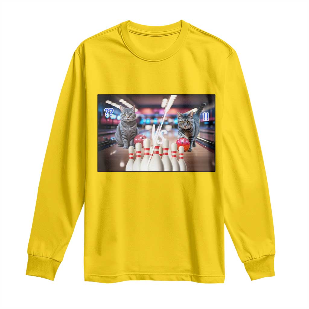 Funny Cats Bowling Battle Long Sleeve Shirt Gift For Cat Lovers - Wonder Print Shop